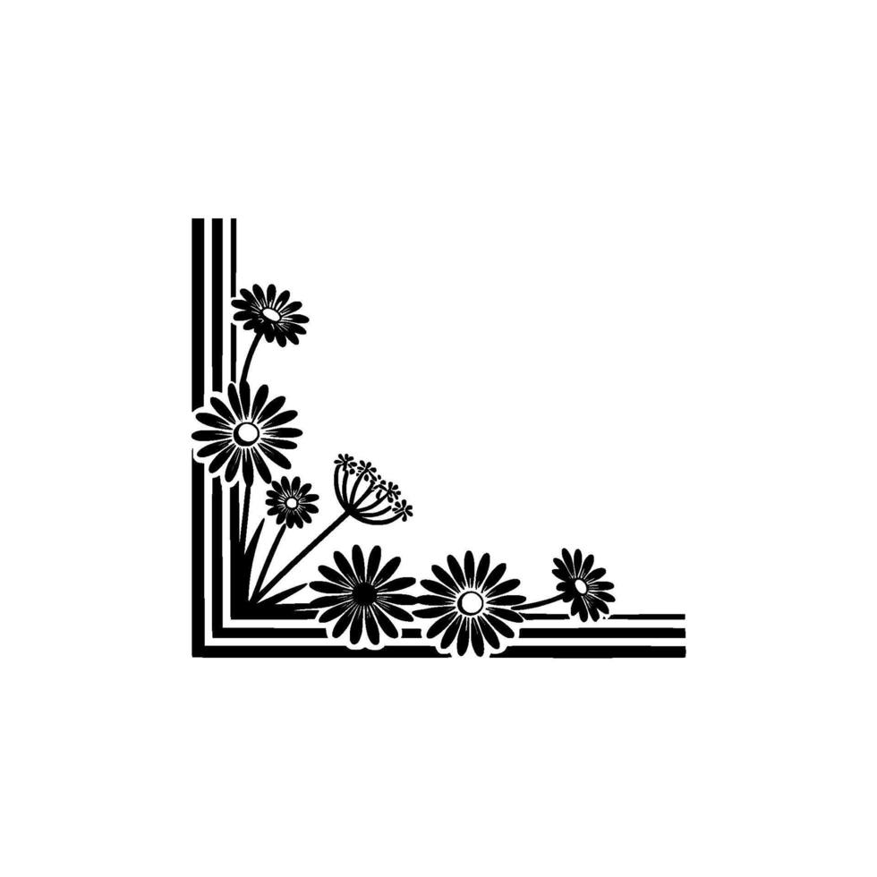 Stylized Floral Corner Accent, Retro vector