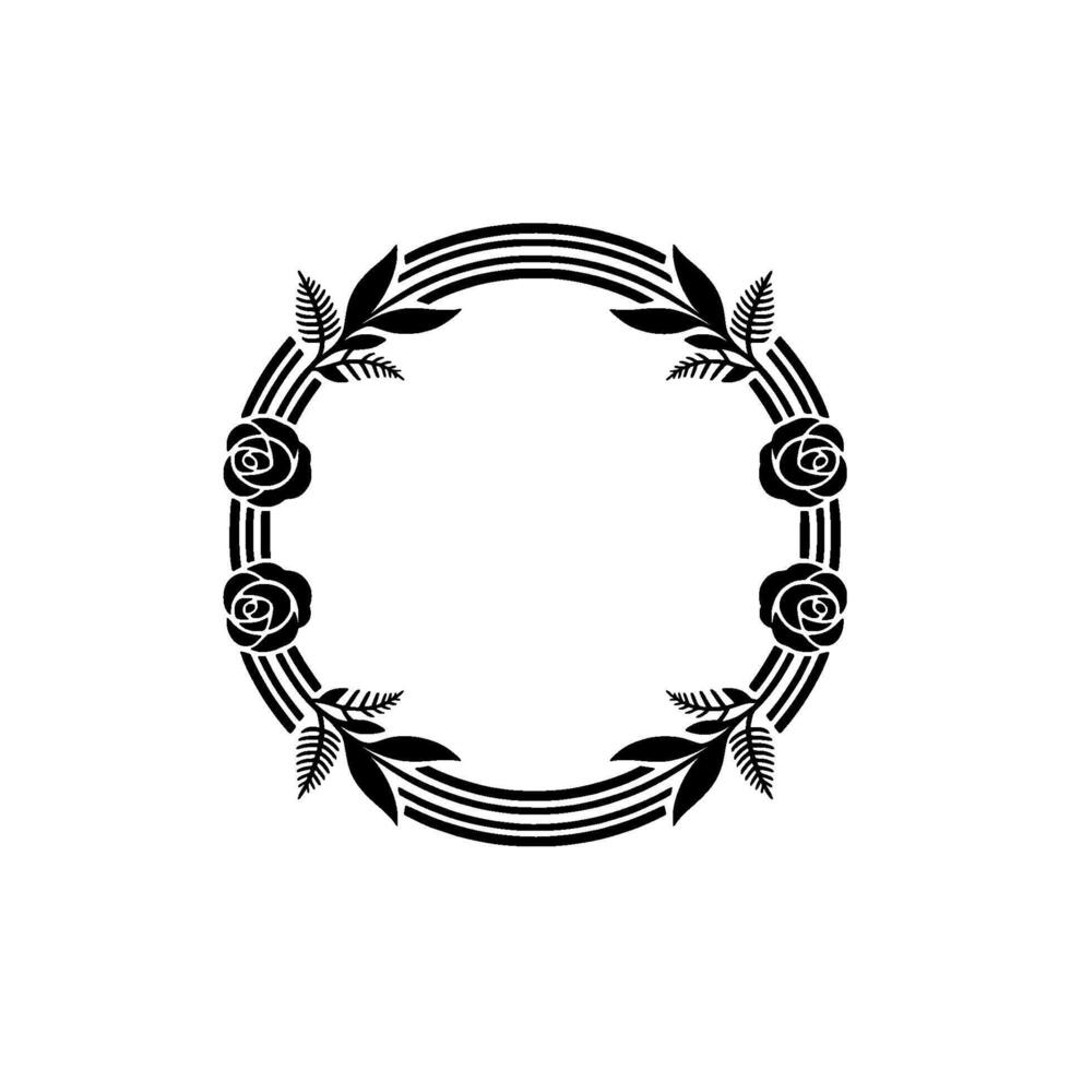 Elegant Rose Leaf Circular Frame Vintage vector
