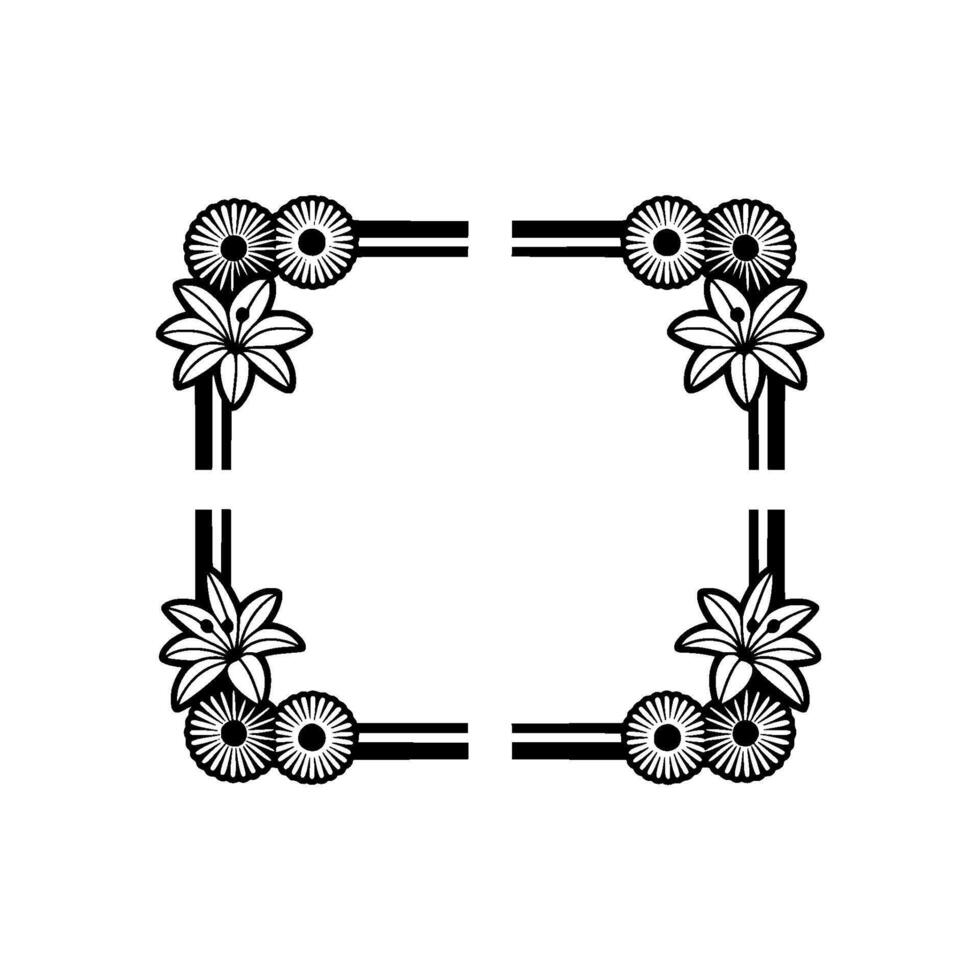 Elegant Floral Frame, Japanese Inspired vector