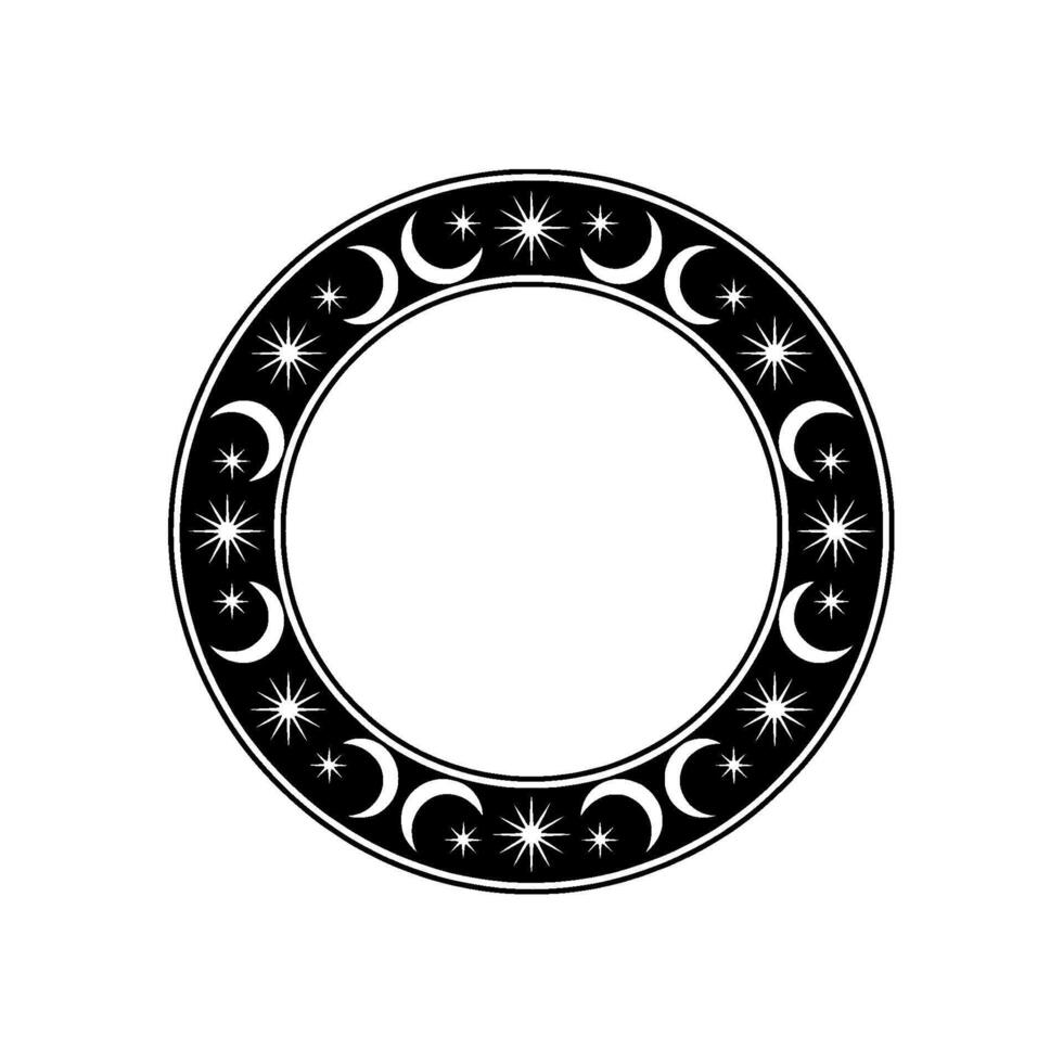 Celestial Circle Lunar Phases Sparkling Stars vector