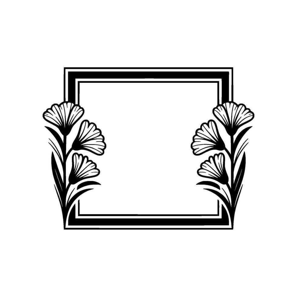Elegant Floral Frame, Art Deco Style, Minimalist, Botanical vector