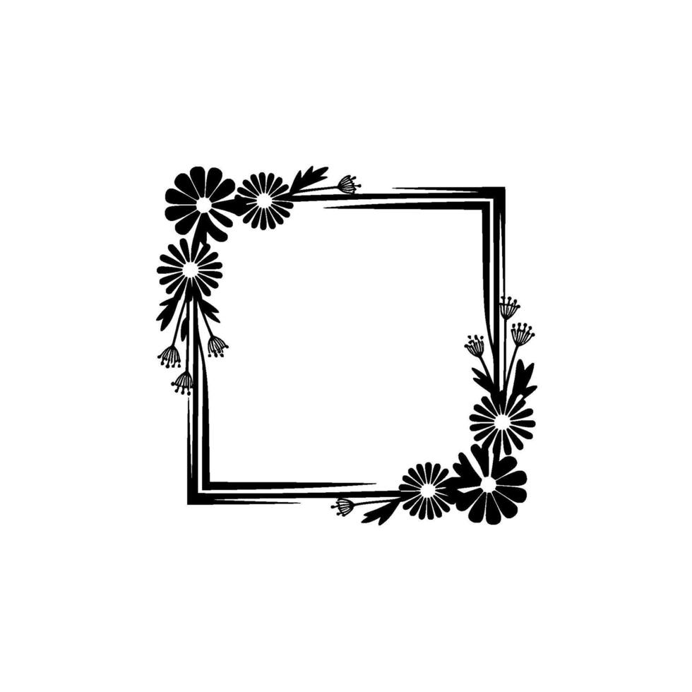 Floral Square Frame, Delicate Botanical vector