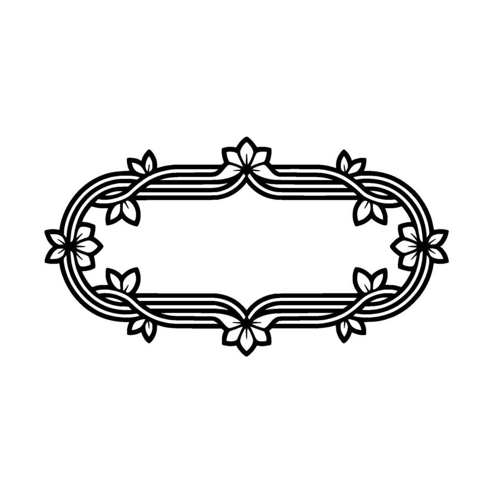 Elegant Oval Frame with Floral Accents Vintage vector