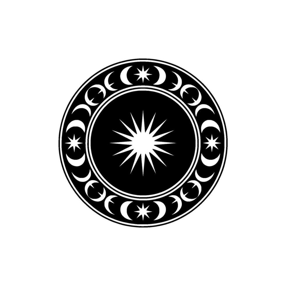 Celestial Cycle Lunar Phases Radiant Star vector