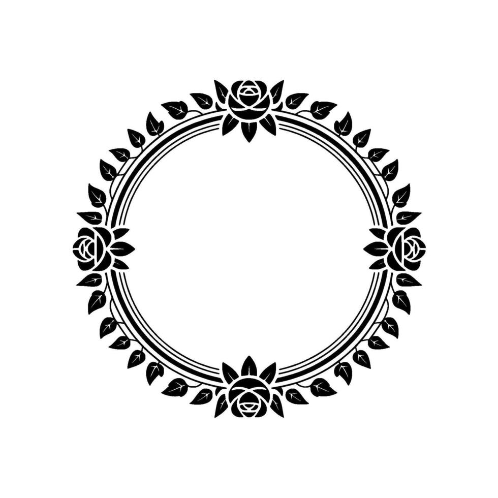 Elegant Floral Circle Frame, Vintage, Ornament vector
