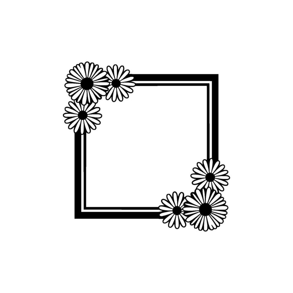 Floral Square Frame, Minimalist Daisy vector