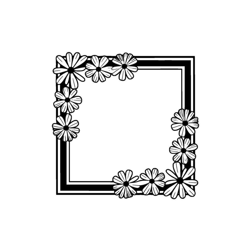 Floral Square Frame, Minimalist Botanical vector