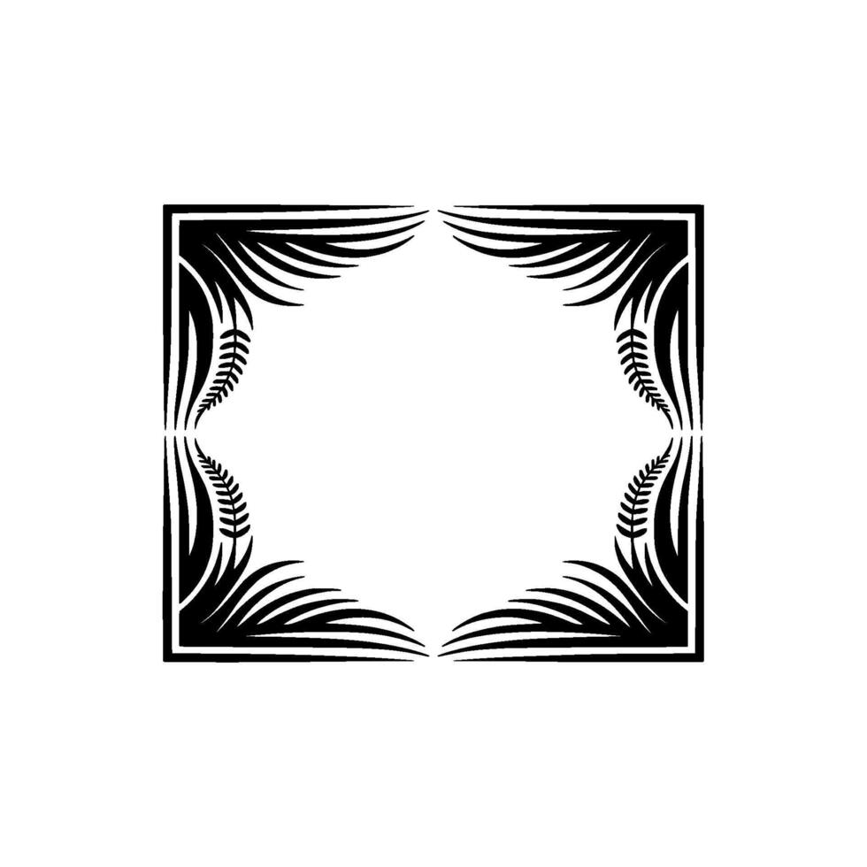 Stylized Fern Frame, Minimalist Botanical vector