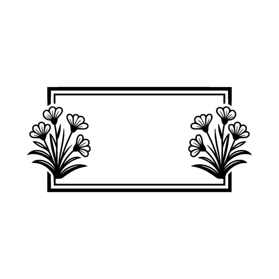 Elegant Floral Frame, Vintage Botanical Illustration, Lineart vector
