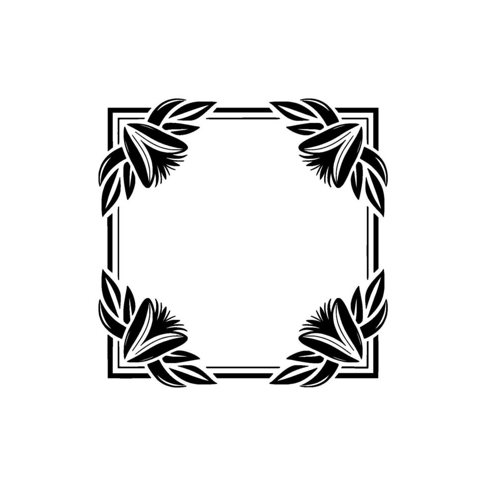 Elegant Botanical Square Frame, Minimalist, Leaves vector