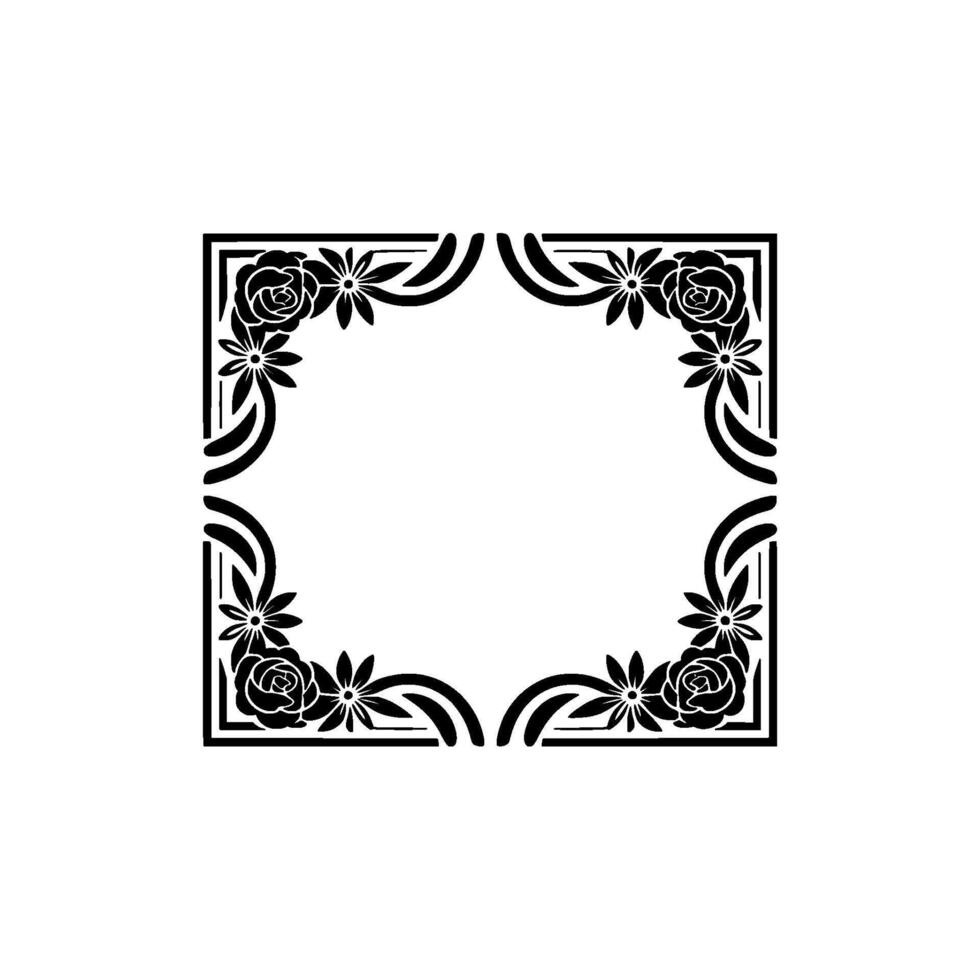 Intricate Floral Square Frame, Vintage Elegance vector
