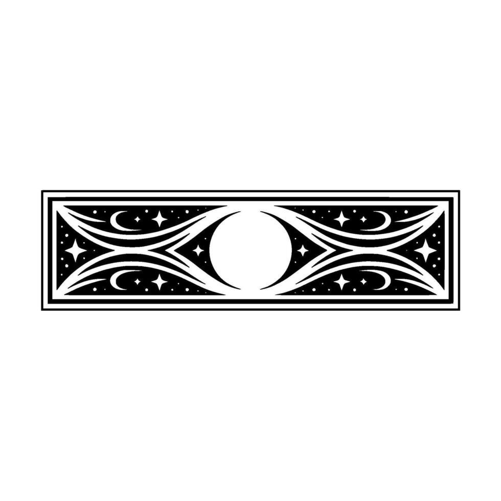 Celestial Ornament Lunar Motif in Black and White vector