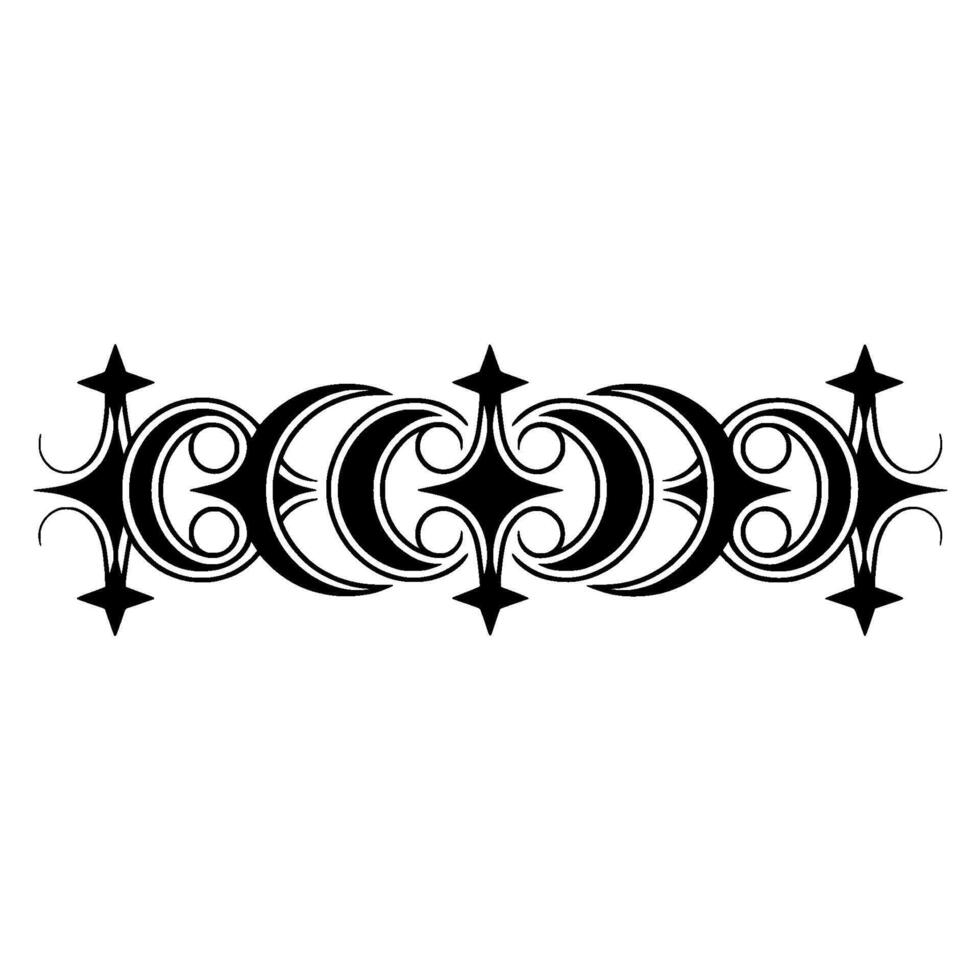 Intricate Celestial Crescent Border, Gothic vector