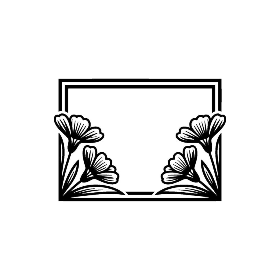 Floral Frame Illustration, Vintage Aesthetic, Minimalist vector