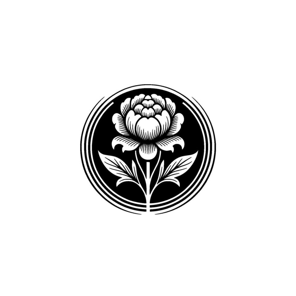 Elegant Floral Emblem, Japanese-Inspired vector