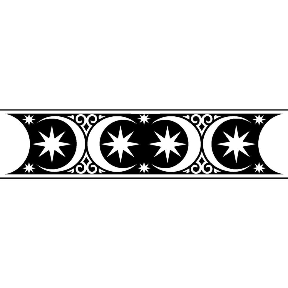 Celestial Border Stylized Moon Phases with Starbursts vector