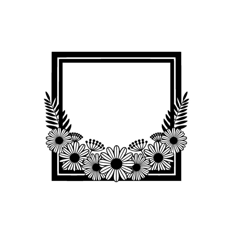 Elegant Floral Frame, Minimalist , Botanical Illustration vector