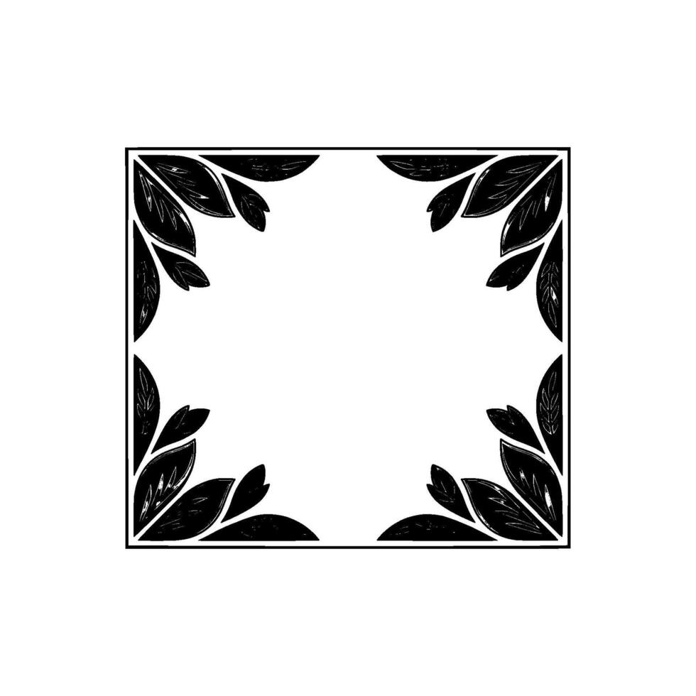 Geometric Leaf Border, Minimalist , Black and White vector