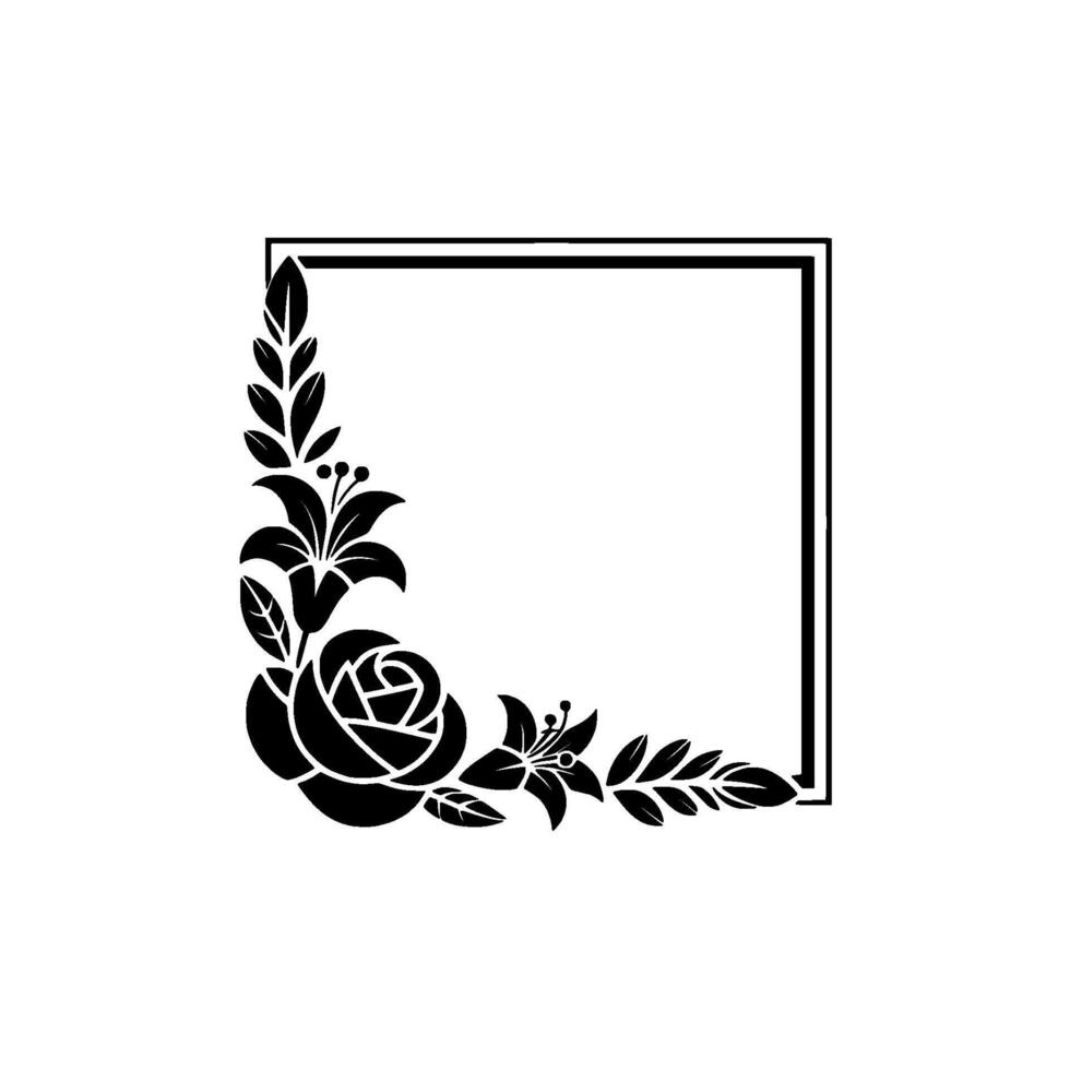 Elegant Floral Corner Frame, Vintage Style - Botanical vector