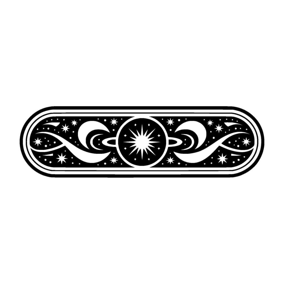 Celestial Ornament Stylized Crescent Moon Starburst vector