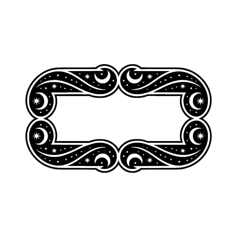 Ornate Celestial Frame Vintage, Mystical, Decorative Border vector
