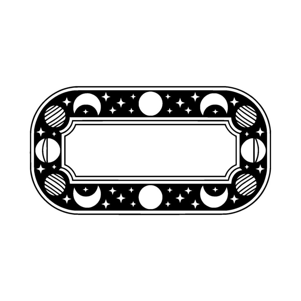 Celestial Oval Frame, Moon Phases, Starry Night vector