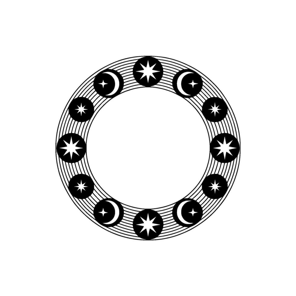 Celestial Circle Lunar Stellar Emblem - Stars vector
