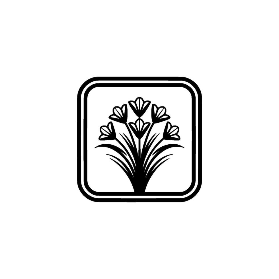 Geometric Floral Emblem, Minimalist, Square vector