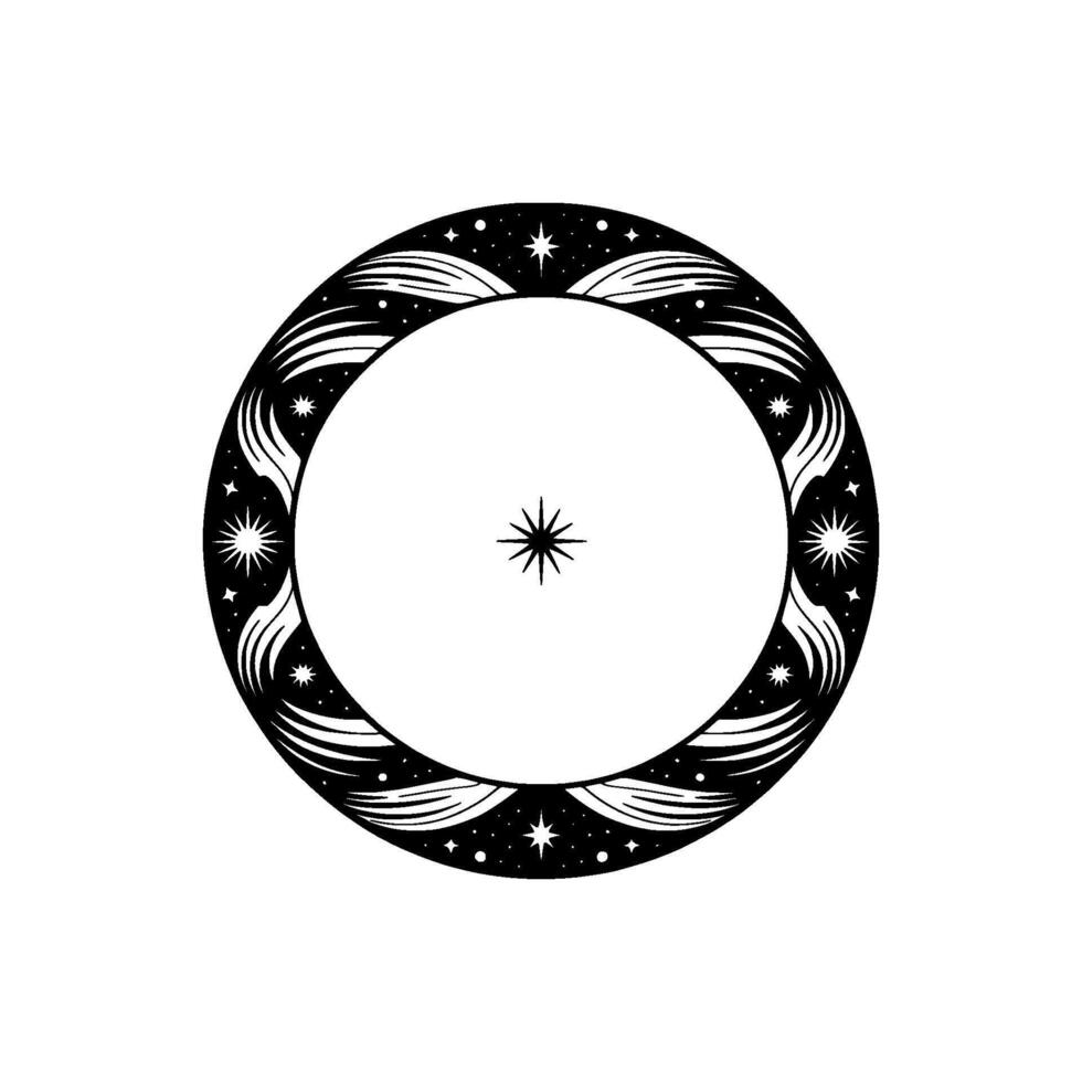 Celestial Circle Starry Emblem of Mystery and Wonder vector