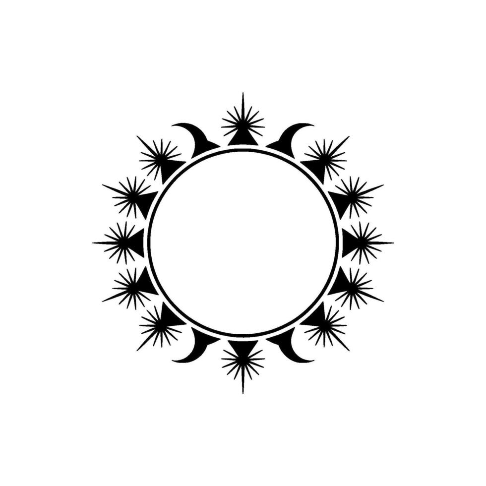 Celestial Circle Lunar Phases Starburst Ornamentation, Moon vector