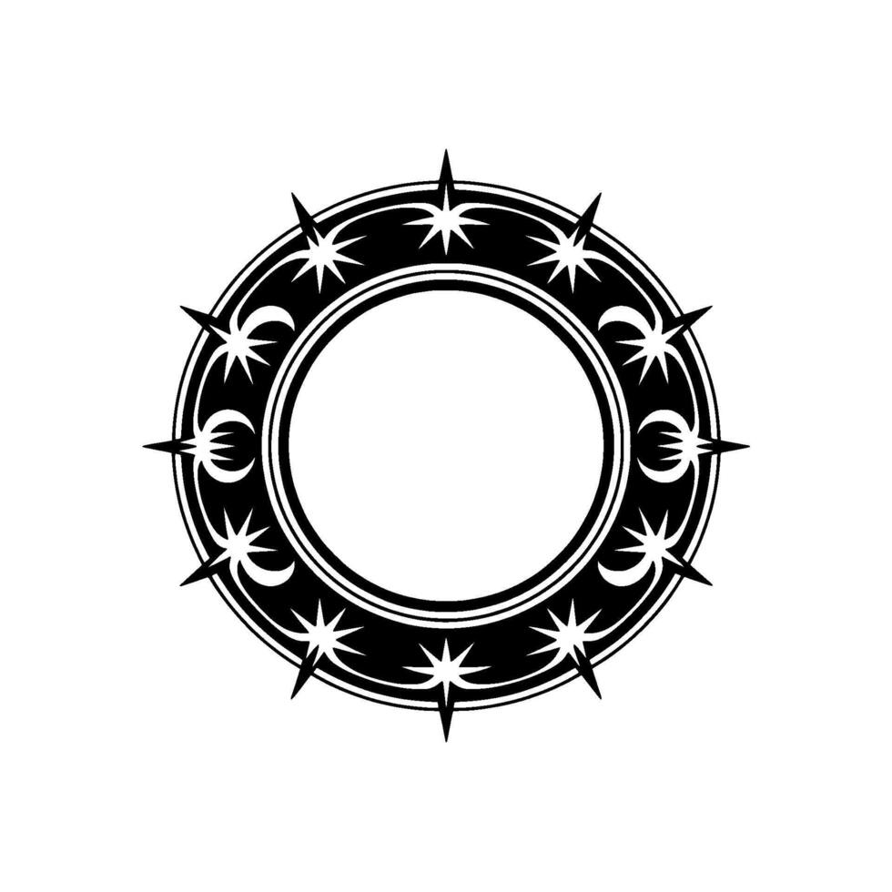 Celestial Circle Minimalist Starburst Emblem, Symmetry vector