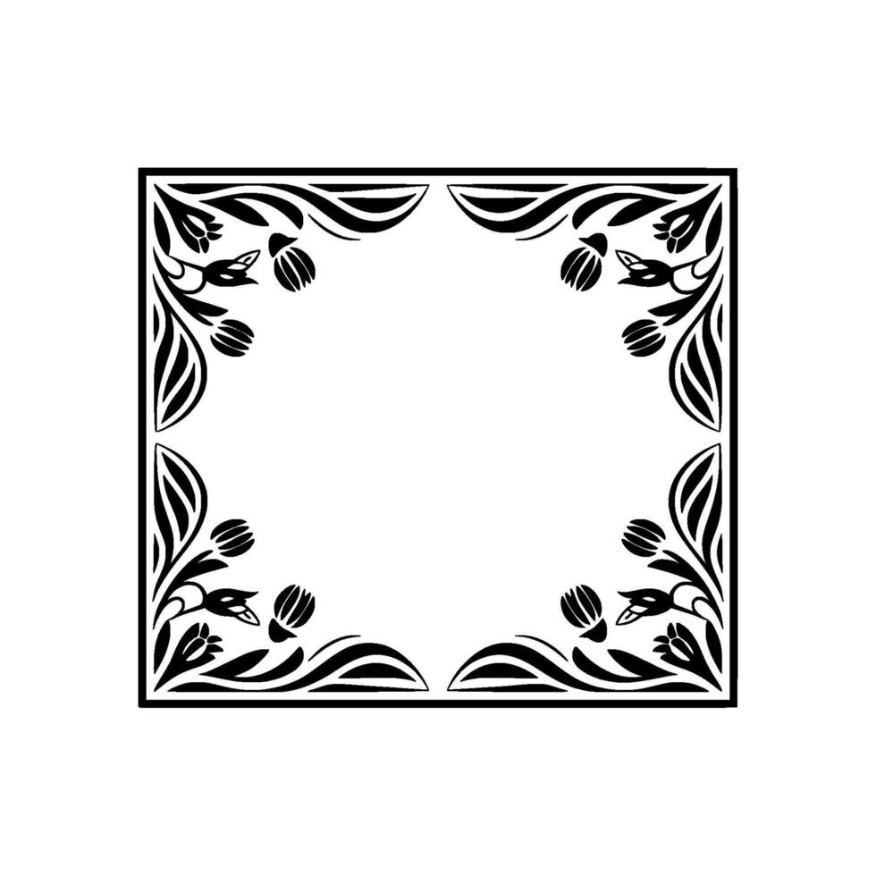 Elegant Floral Frame, Vintage Botanical Illustration, Decorative vector