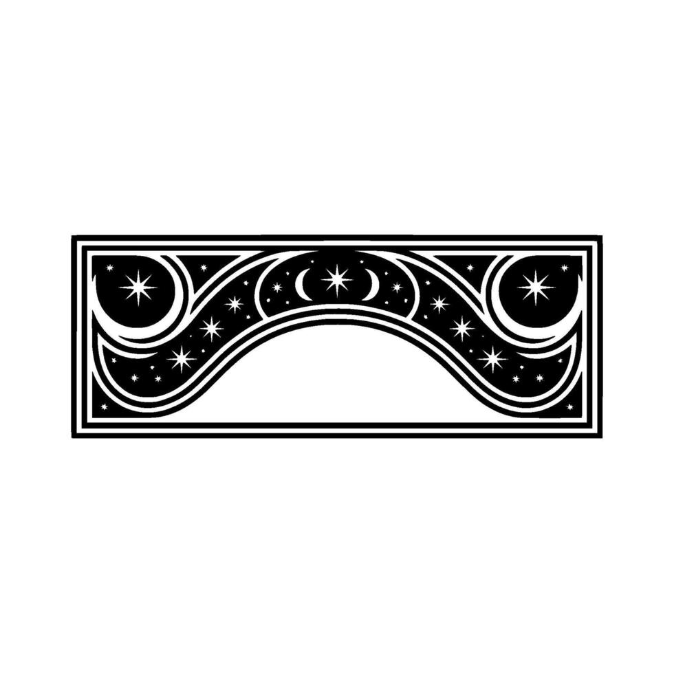 Celestial Arch Vintage Moon Star Emblem vector