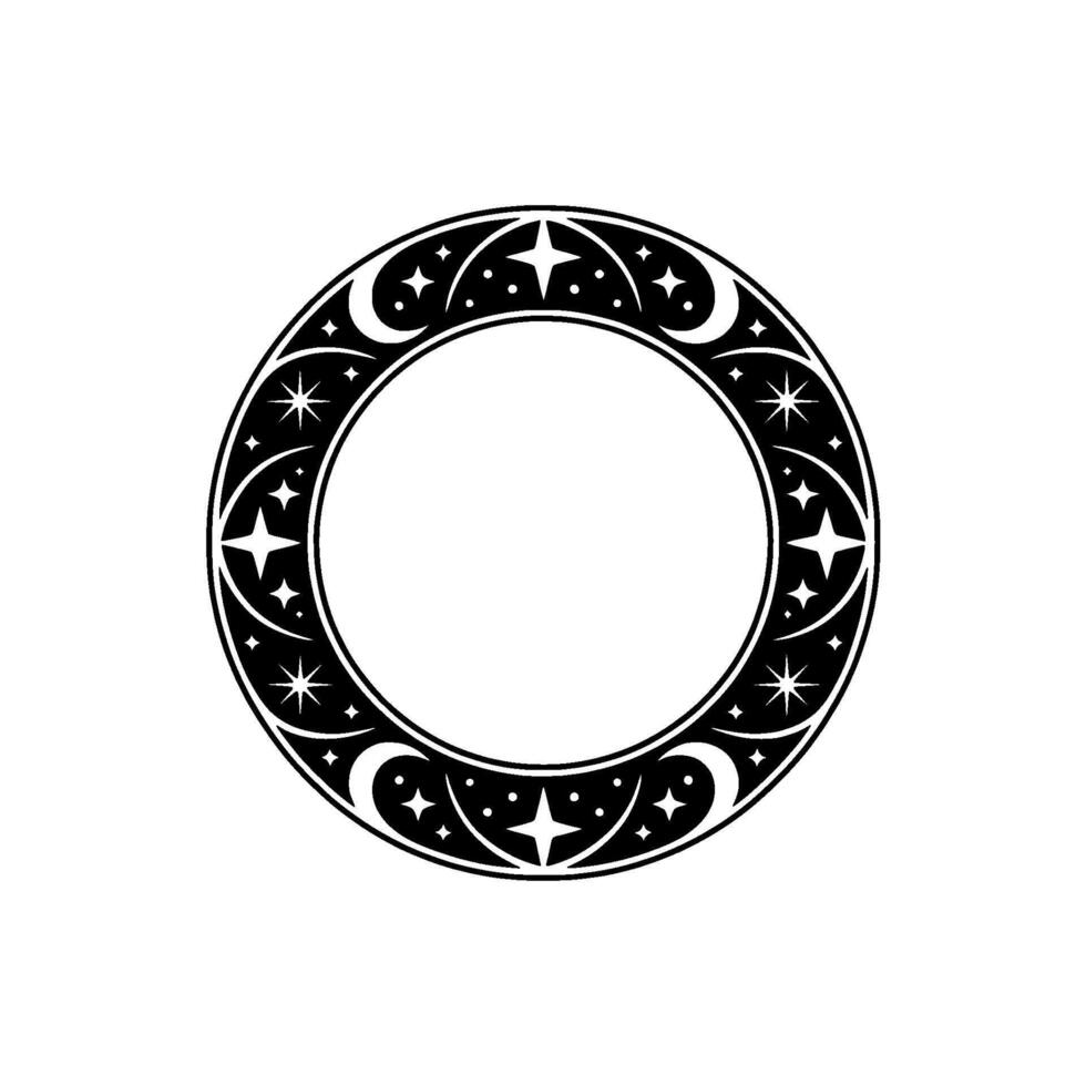 Celestial Circle Vintage Star Ornament, Mystical vector