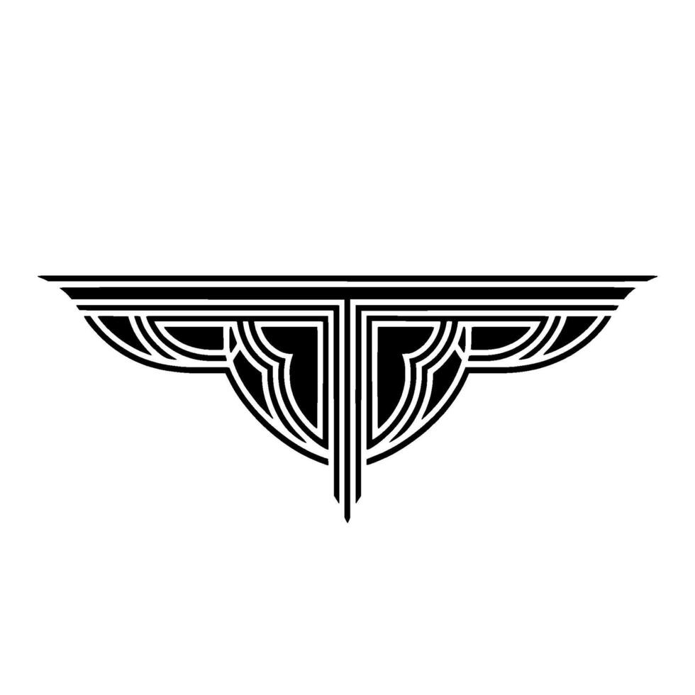 Art Deco Winged Ornament,Geometric vector