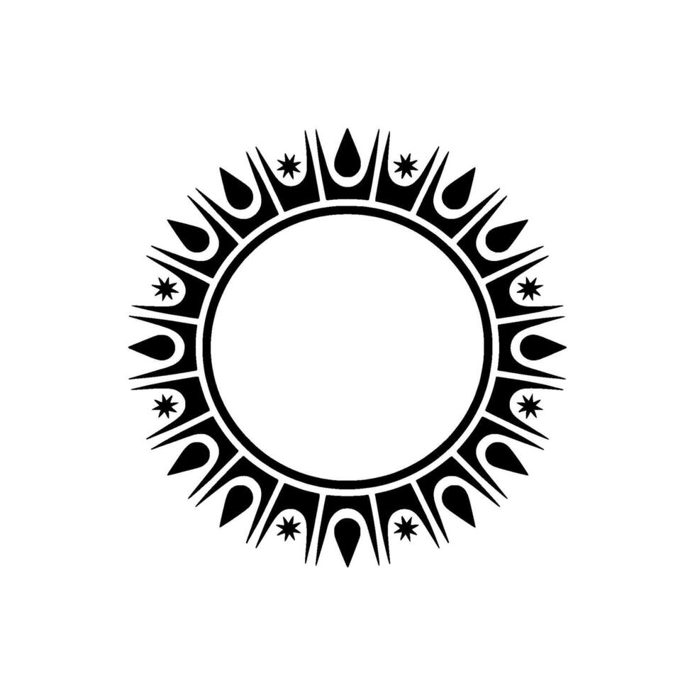 Celestial Circle Minimalist Starburst Ornament, Geometric vector