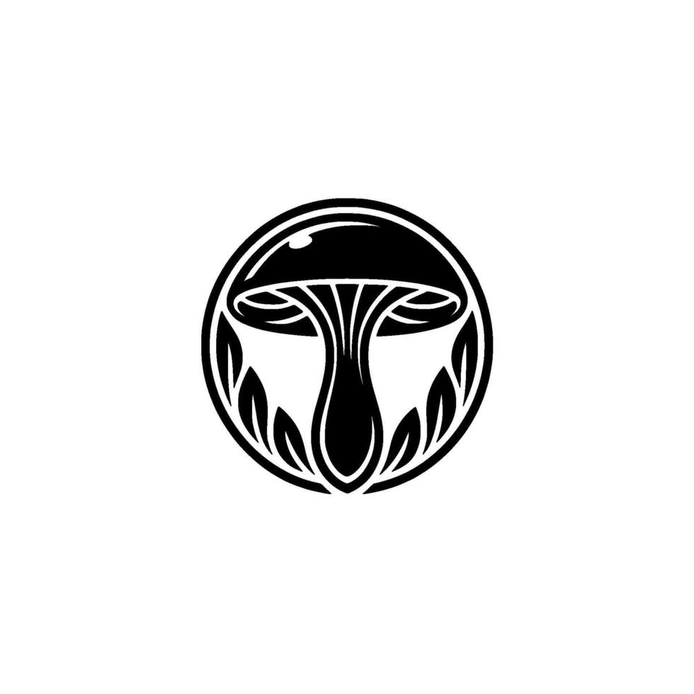 Circular Mushroom Emblem, Botanical Illustration, Vintage Style vector