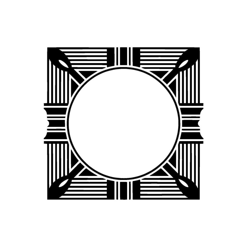 Geometric Circle Frame, Art Deco Style, Minimalist - Lines vector