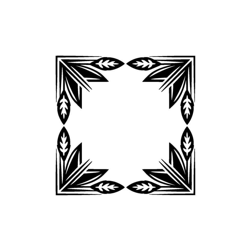 Geometric Leaf Frame, Vintage Style, Minimalist vector