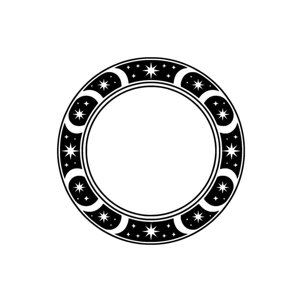 Celestial Circle Lunar Phases Starry Embellishment, Decorative vector