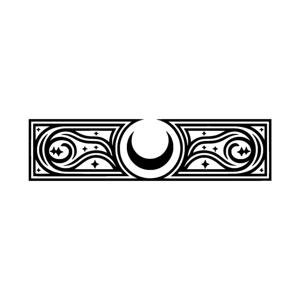 Celestial Ornament, Vintage Border, Lunar Motif vector