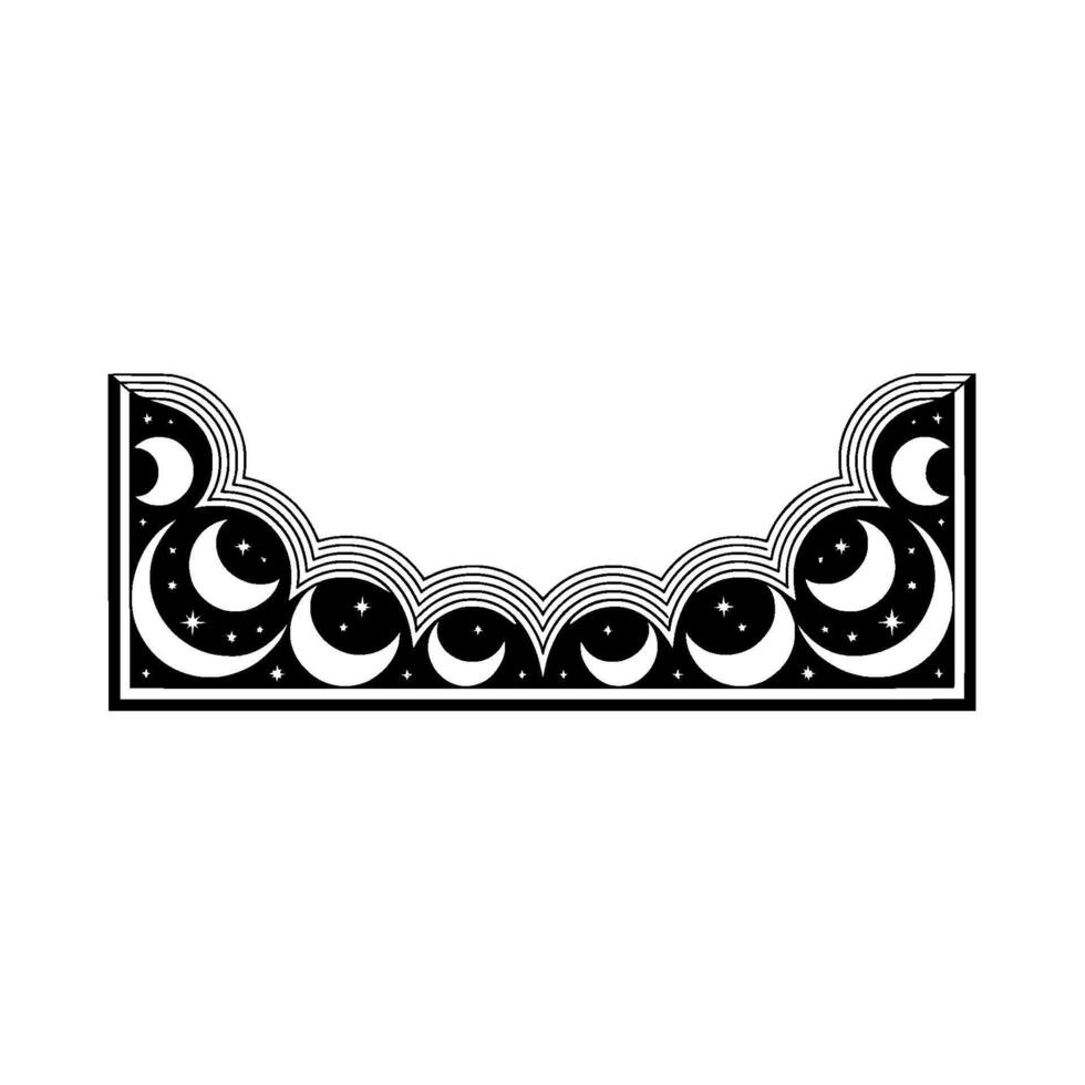 Celestial Border Stylized Moon Star, Stars vector