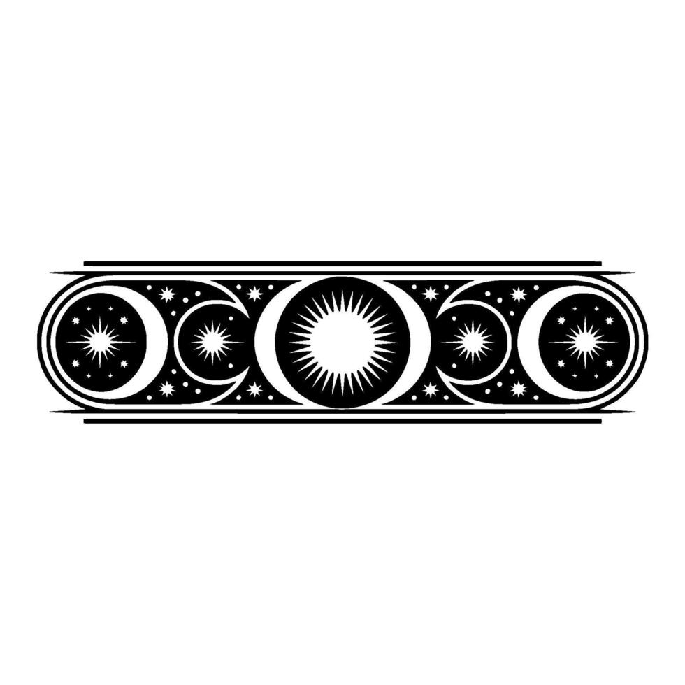 Celestial Cycle Minimalist Moon Phases Border, Cycles vector