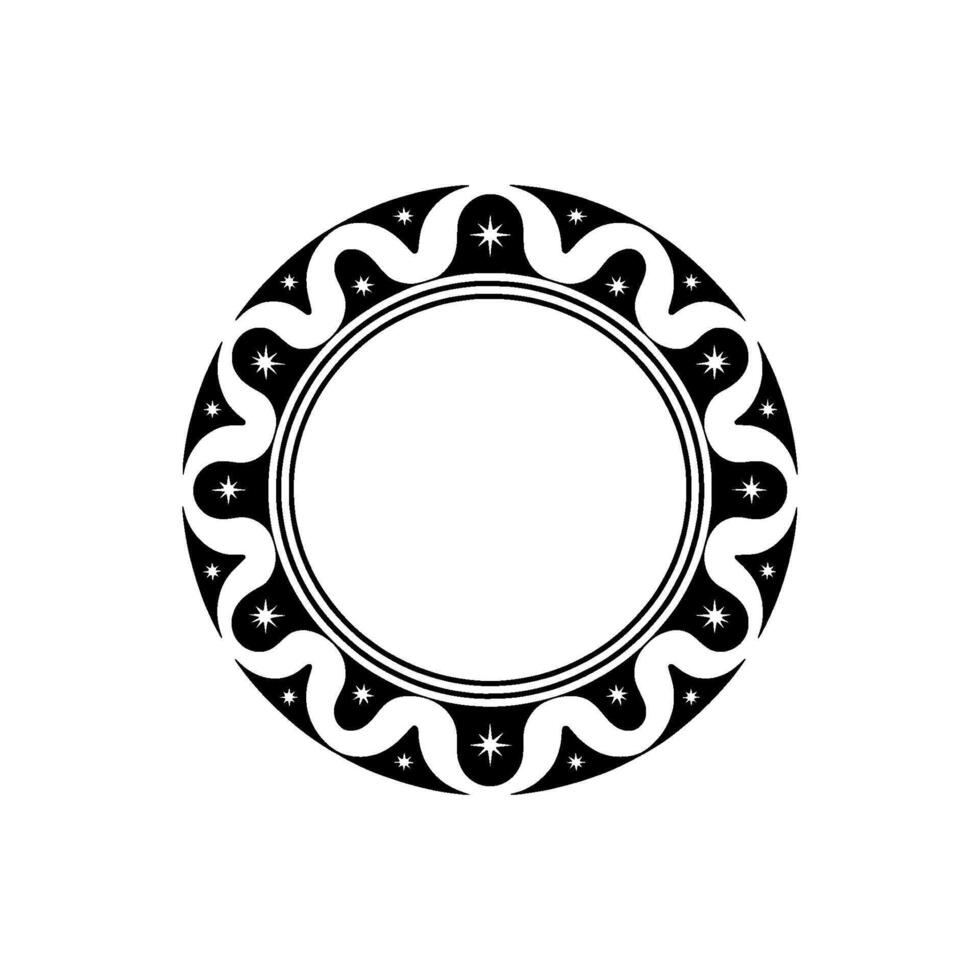 Celestial Circle Stylized Starburst Ornament, Circular vector