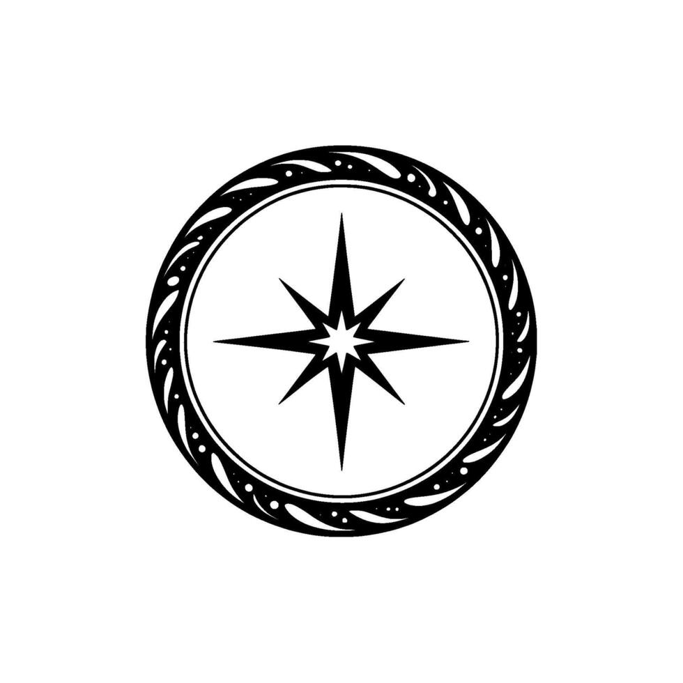 Celestial Compass Minimalist Starburst Emblem vector