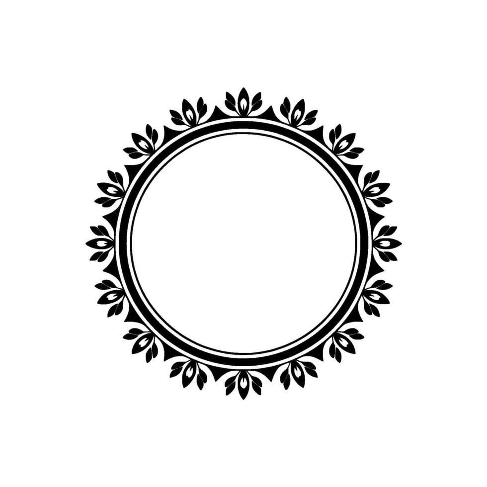 Elegant Floral Frame, Vintage , Minimalist Ornamentation, Circle vector