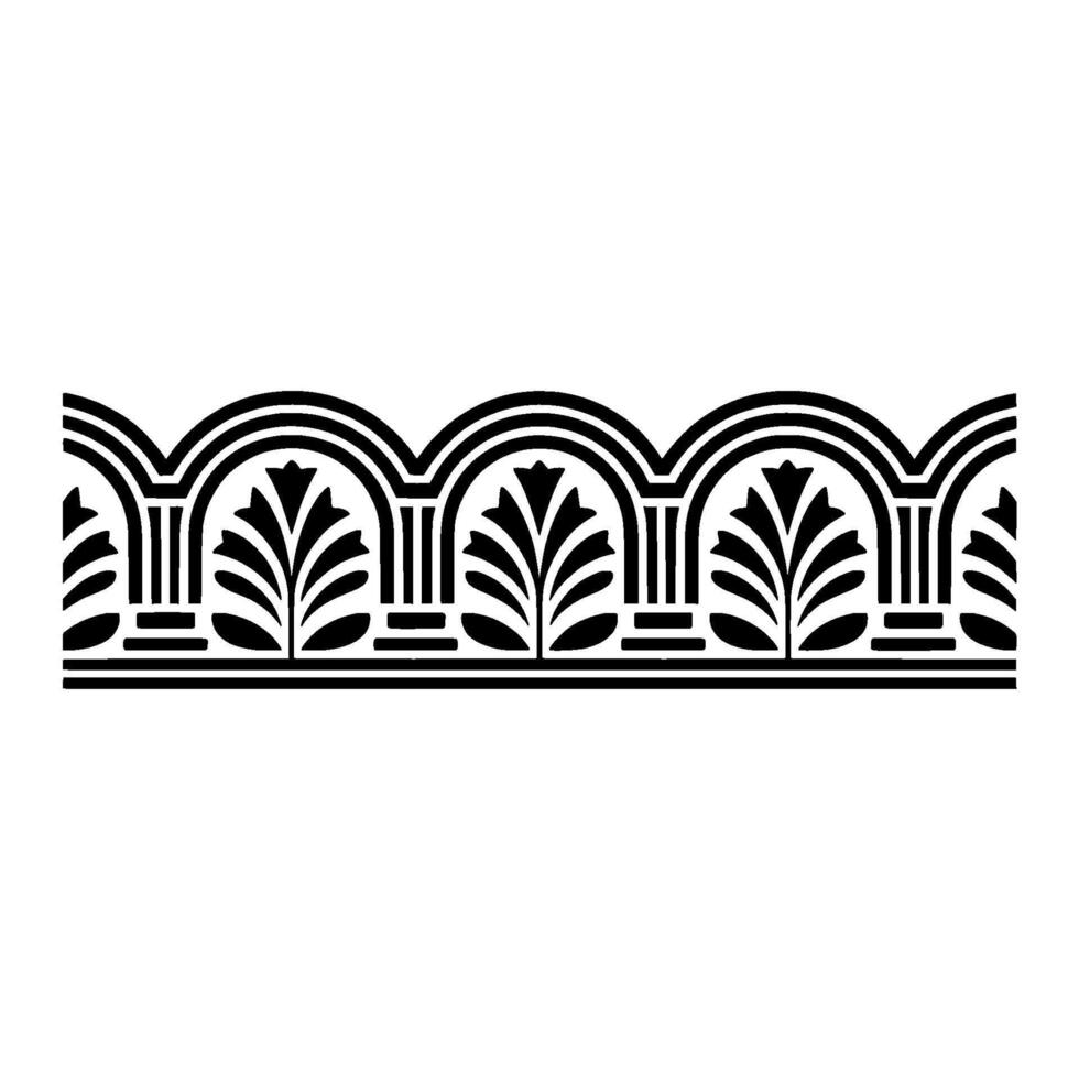 Art Deco Botanical Border Elegant, Stylized vector
