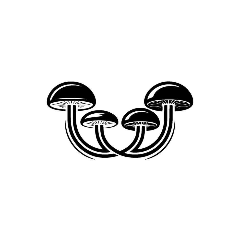 Stylized Mushroom Trio, Minimalist Emblem vector