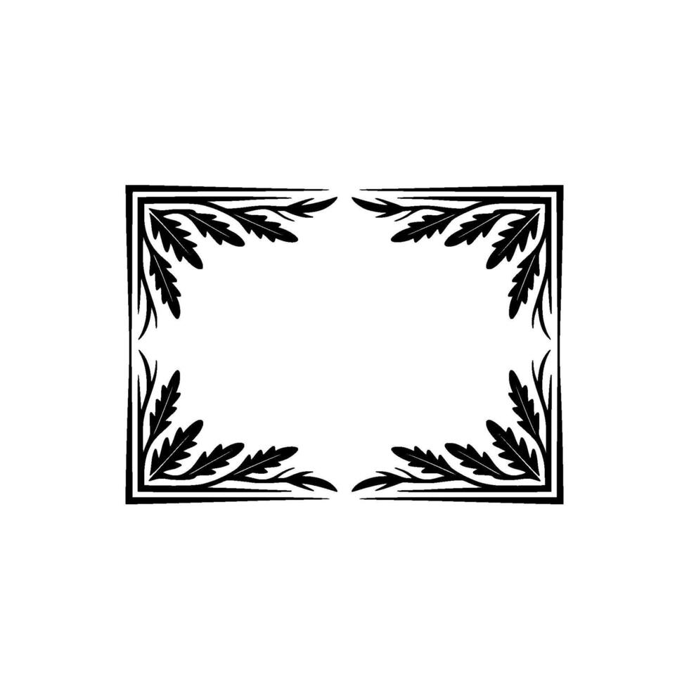 Elegant Botanical Frame, Vintage Style, Minimalist, Square vector