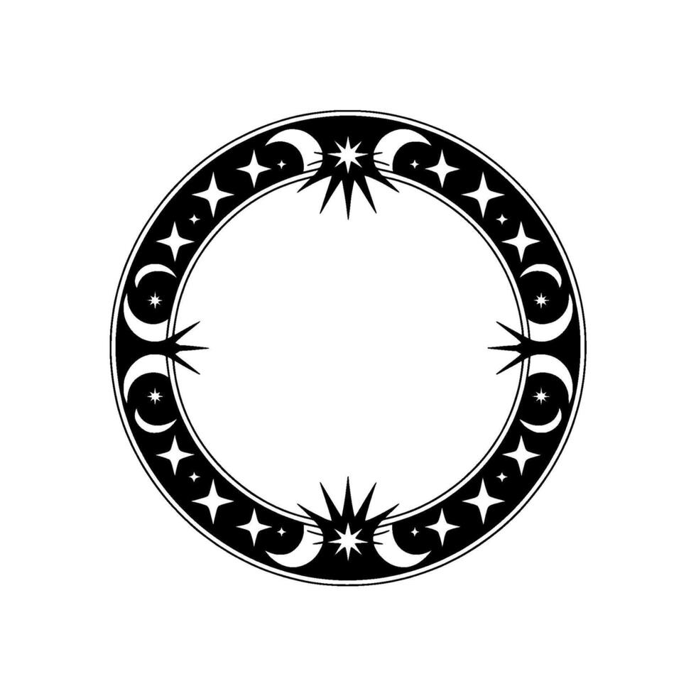 Celestial Circle Moon Phases Starry Night vector